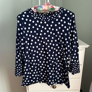 Boden Blue and White Polka Dot Blouse ~ Size 8